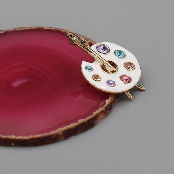 Artist palette pin brooch necklace pendant jewelry fashion new white gold tone - Picture 4 of 12